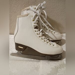 LAKE PLACID ALPINE 900 Women White/Gold Ice Skates Sz 10